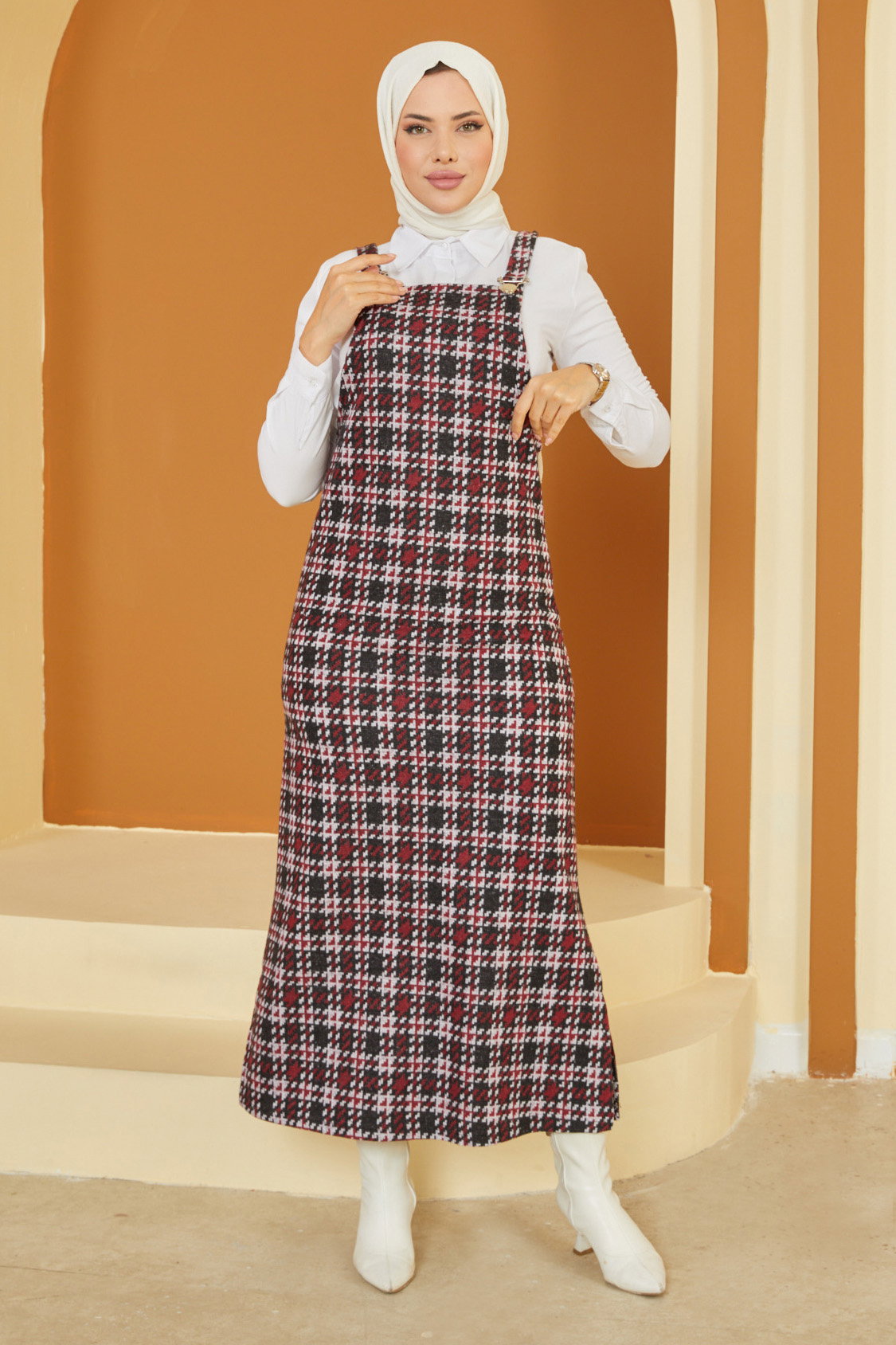 Askılı Salopet Bordo - 13357 - 1