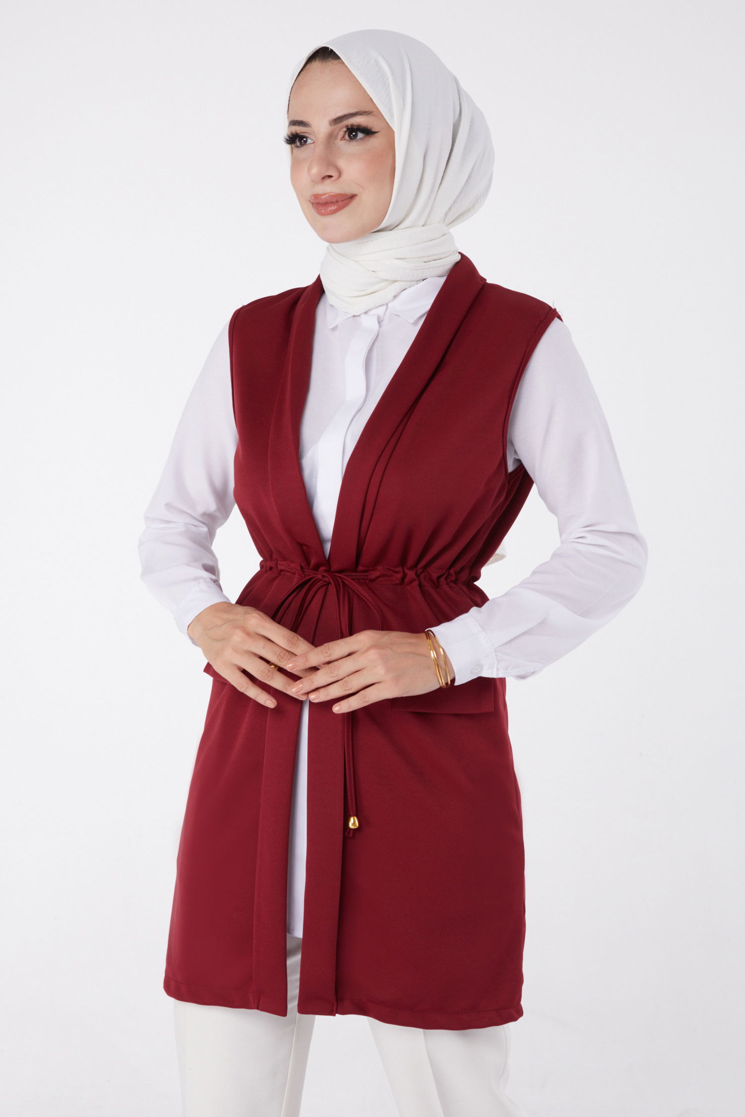 Bağcıklı Yelek Bordo - 13263 - 2