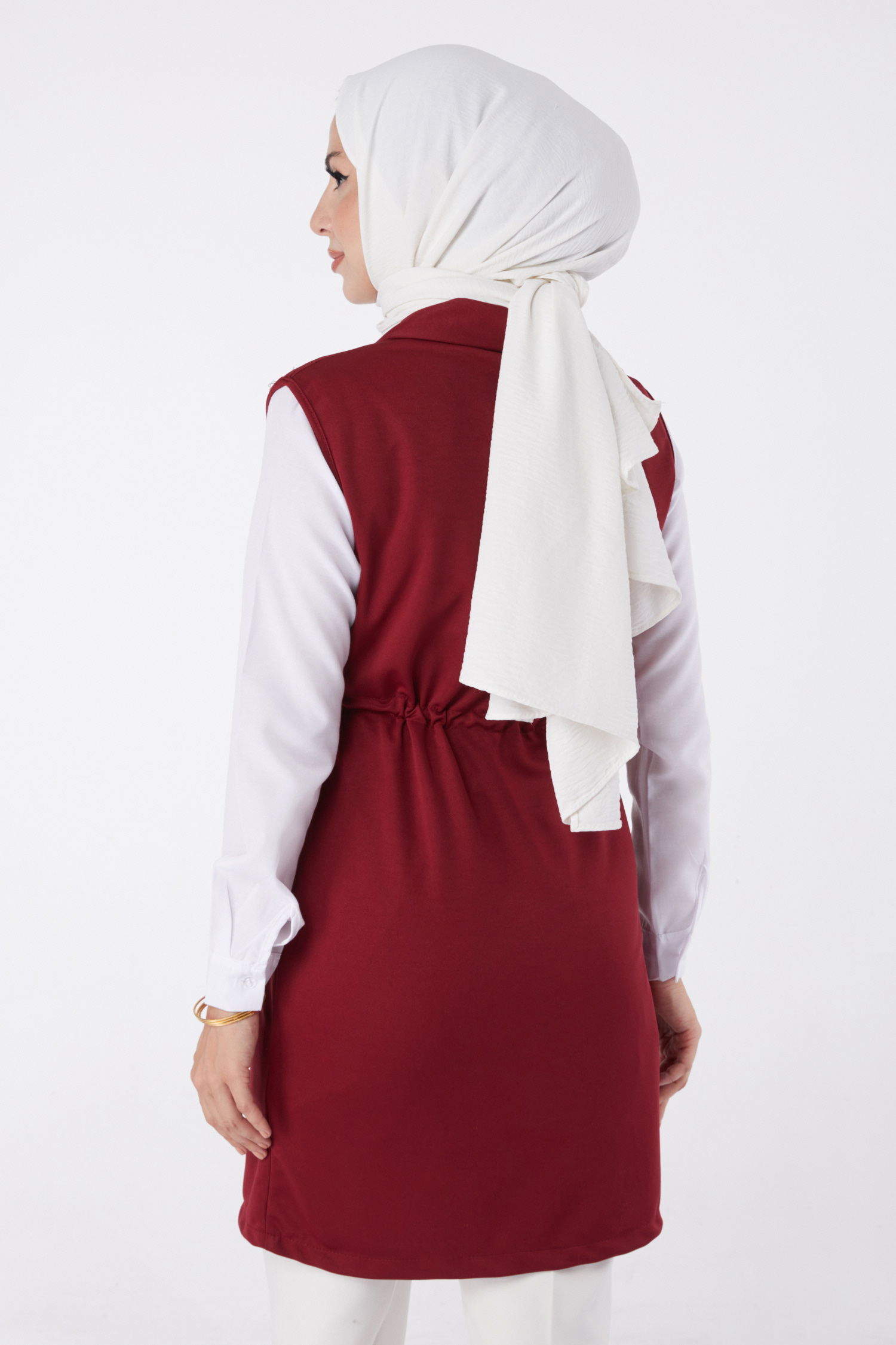 Bağcıklı Yelek Bordo - 13263 - 4