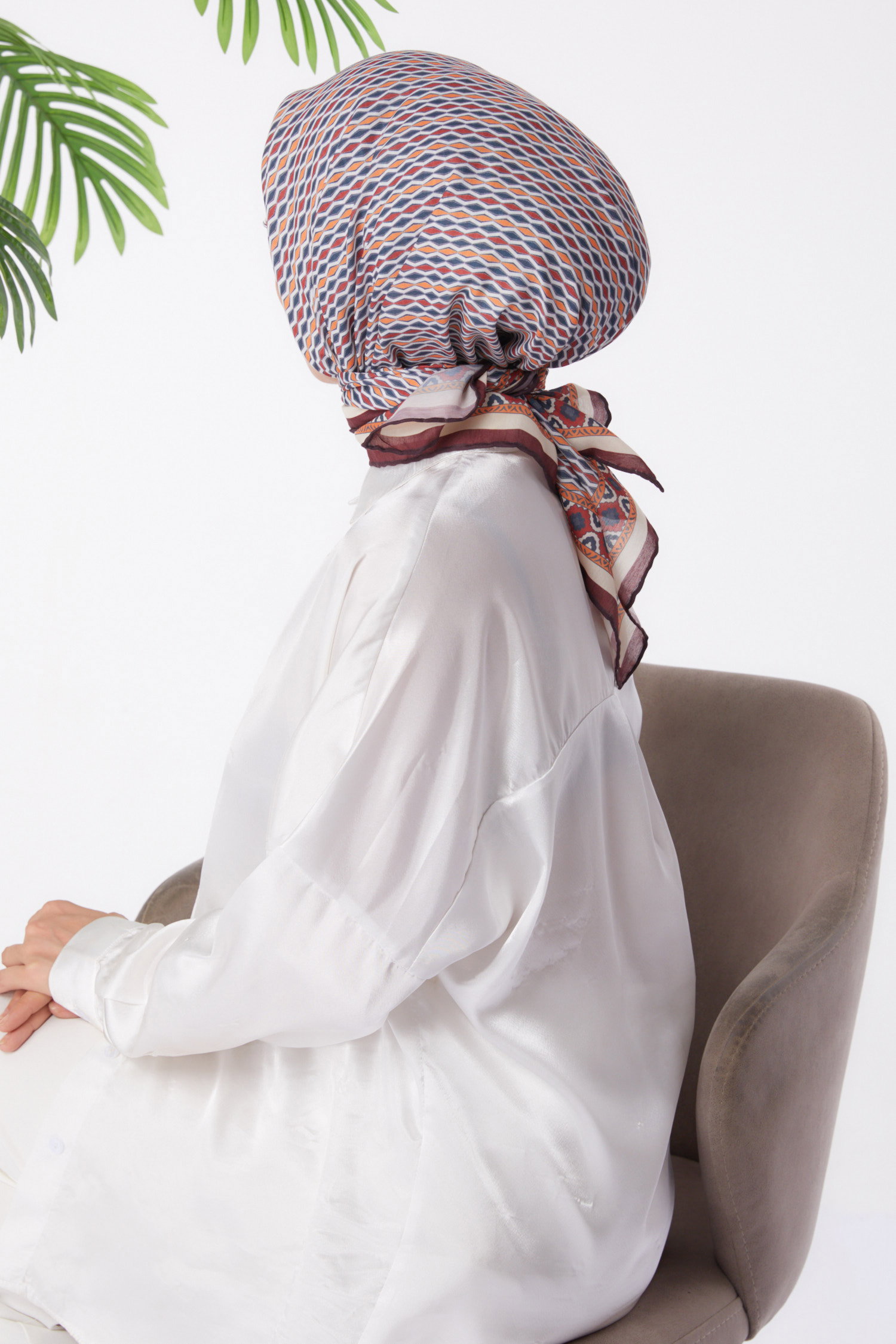 Desenli Eşarp Bordo - 25974 - 4