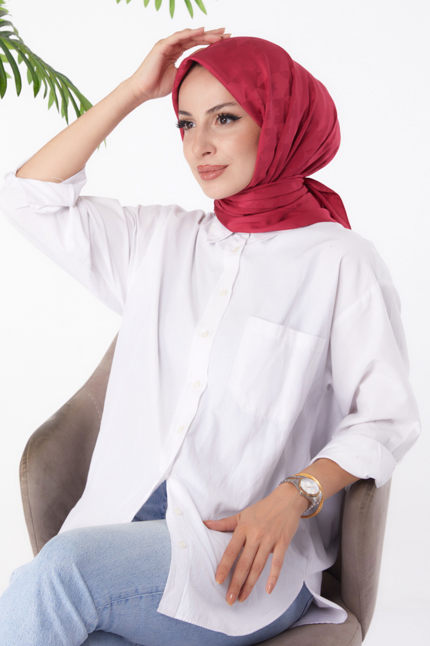 Janjanlı Eşarp Bordo - 26149 - 1