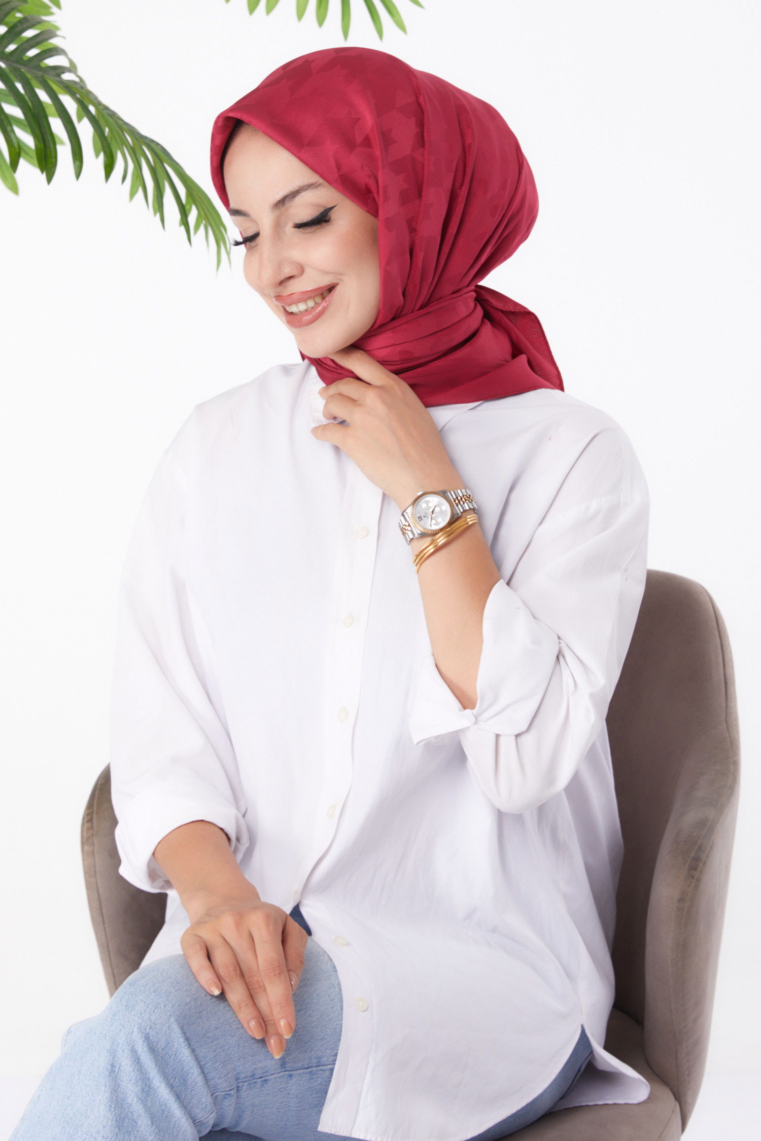 Janjanlı Eşarp Bordo - 26149 - 2