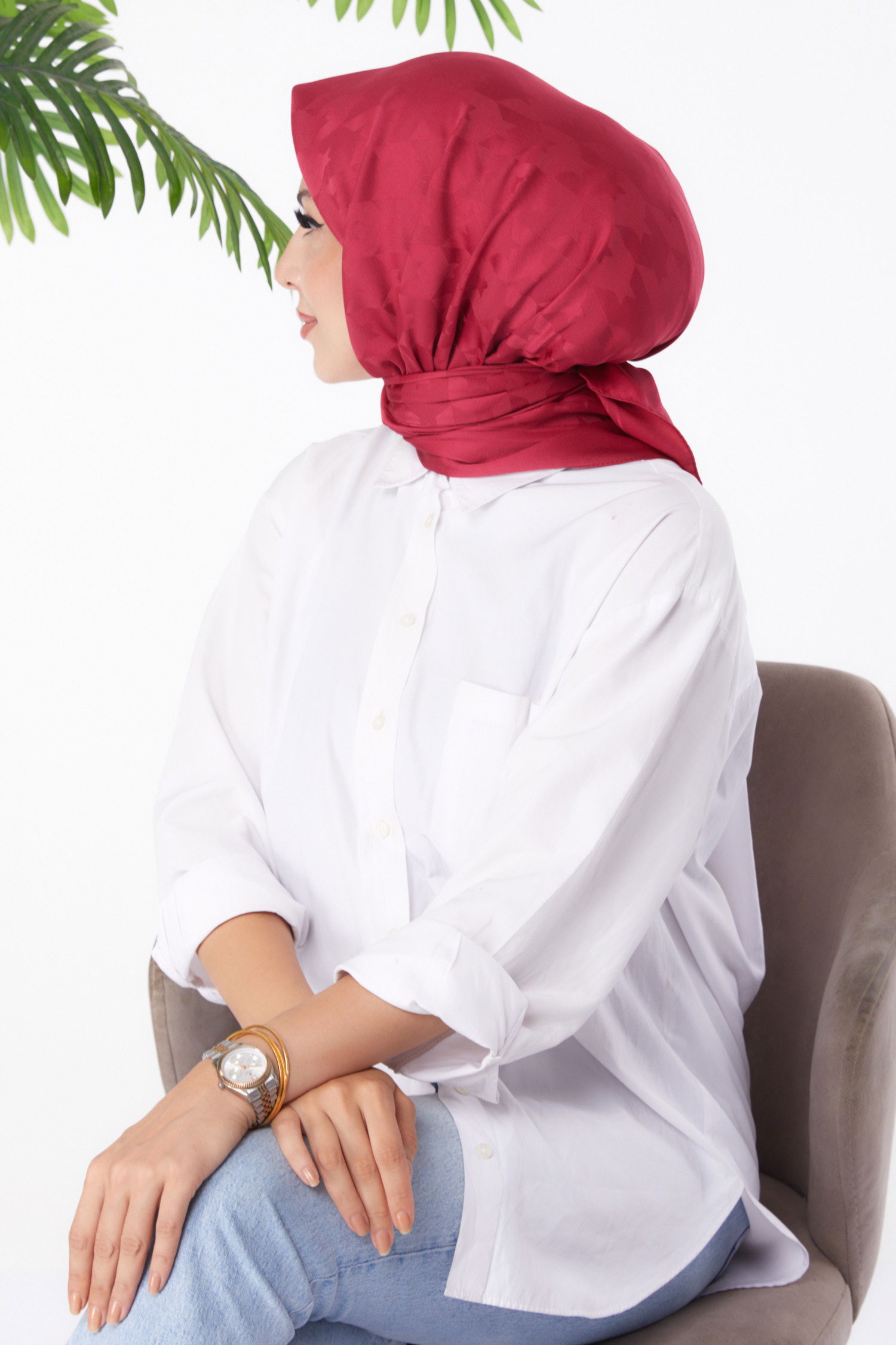 Janjanlı Eşarp Bordo - 26149 - 3