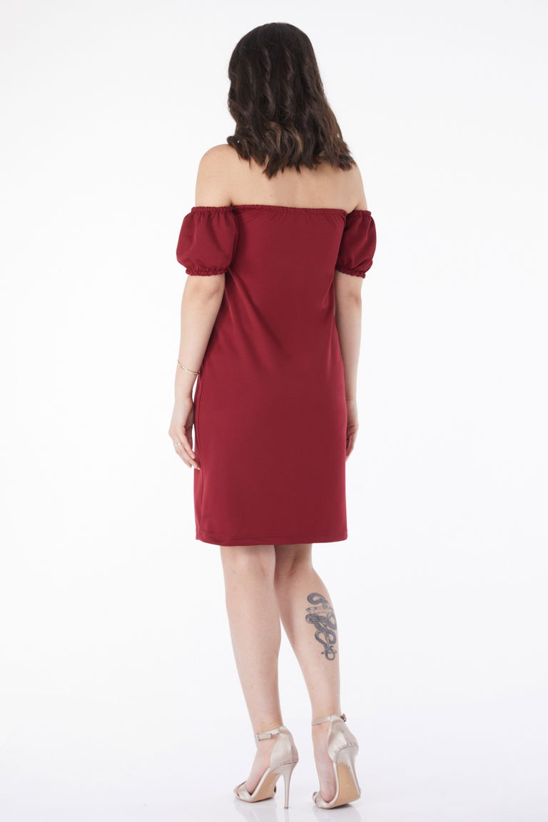 Prenses Kol Abiye Elbise Bordo - 13189 - TOFİSA