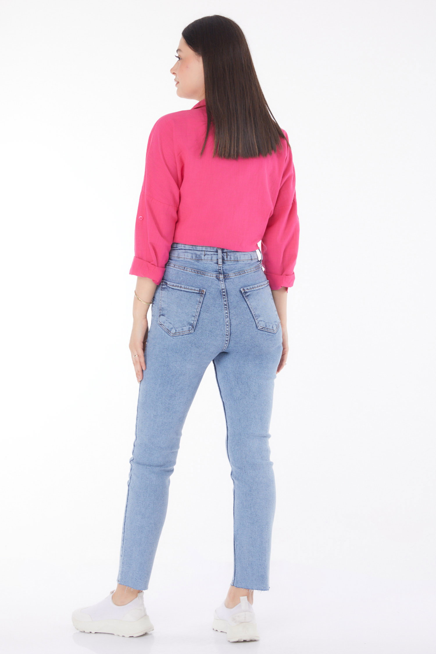 Düz Orta Kadın Buz Mavi Kot Pantolon - 25742 - 4