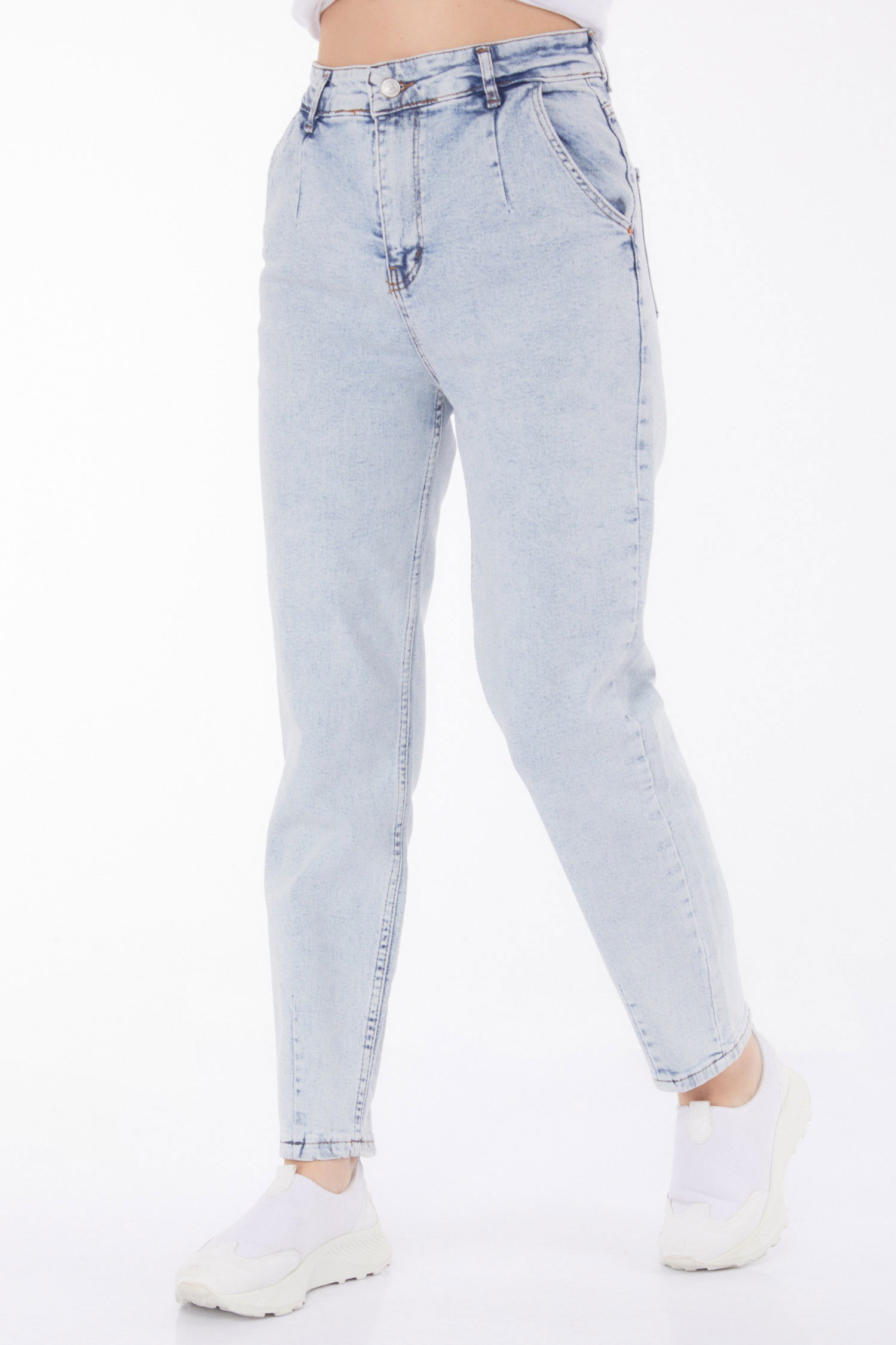 Düz Orta Kadın Buz Mavi Kot Pantolon - 25743 - 2