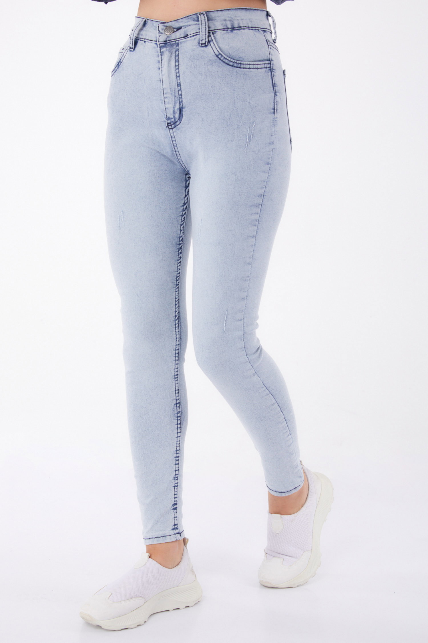 Likralı Kar Yıkamalı Kot Pantolon Buz Mavi - 26009 - 3