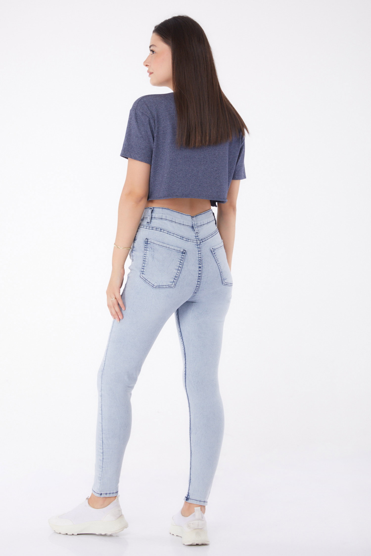 Likralı Kar Yıkamalı Kot Pantolon Buz Mavi - 26009 - 5