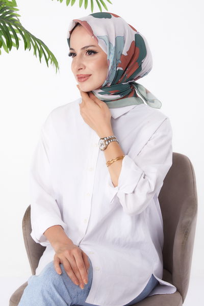 Düz Orta Kadın çağla Desenli Eşarp - 26158 