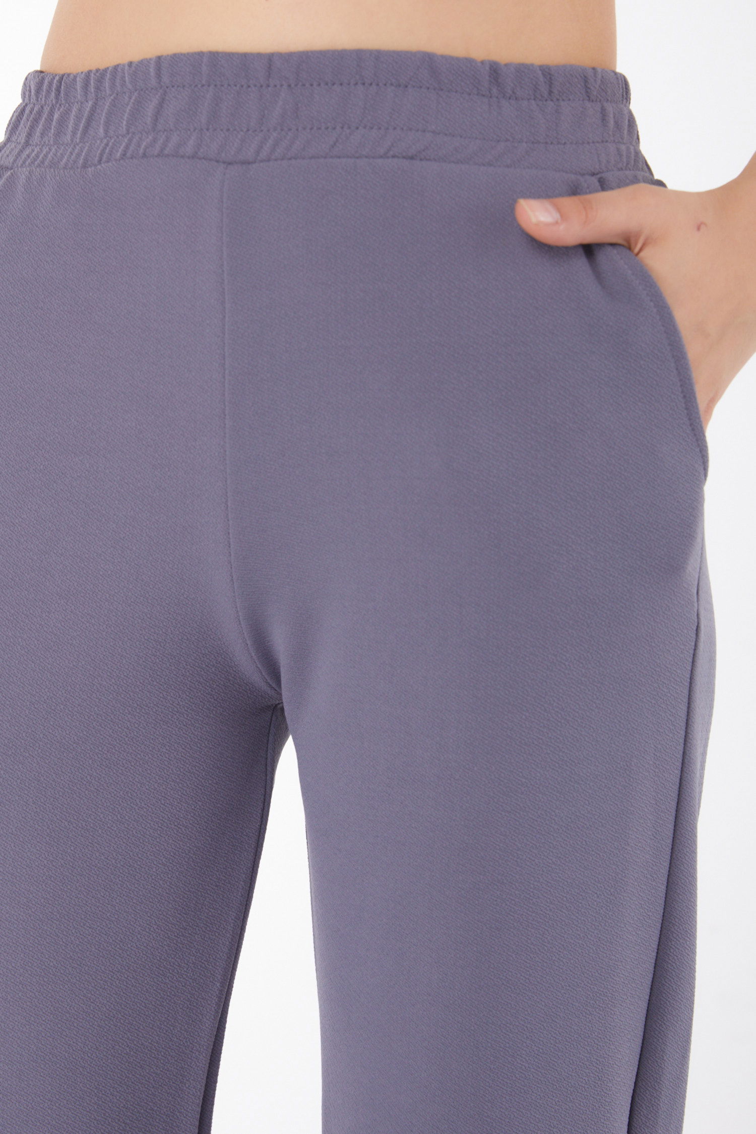Düz Orta Kadın Füme Cepli Bol Pantolon - 25796 - 5