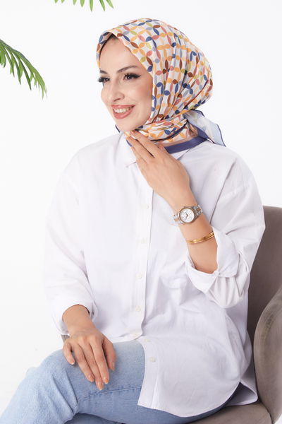 Desenli Eşarp Füme - 26155 