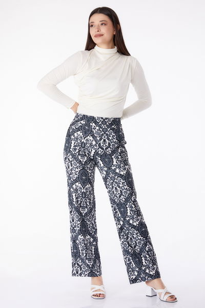 Desenli Pantolon Füme - 25313 