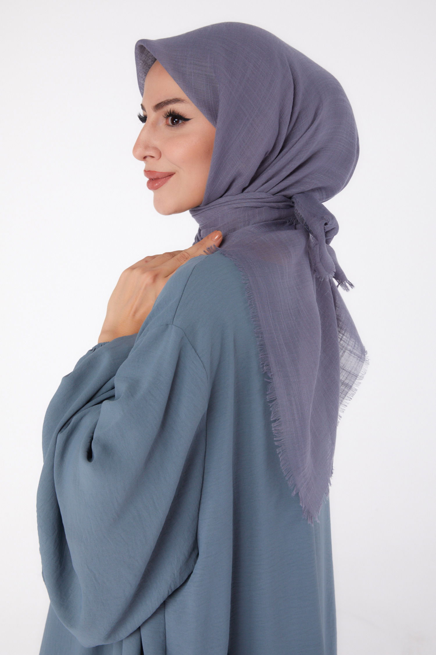 Düz Orta Kadın Füme Eşarp - 26146 - 3