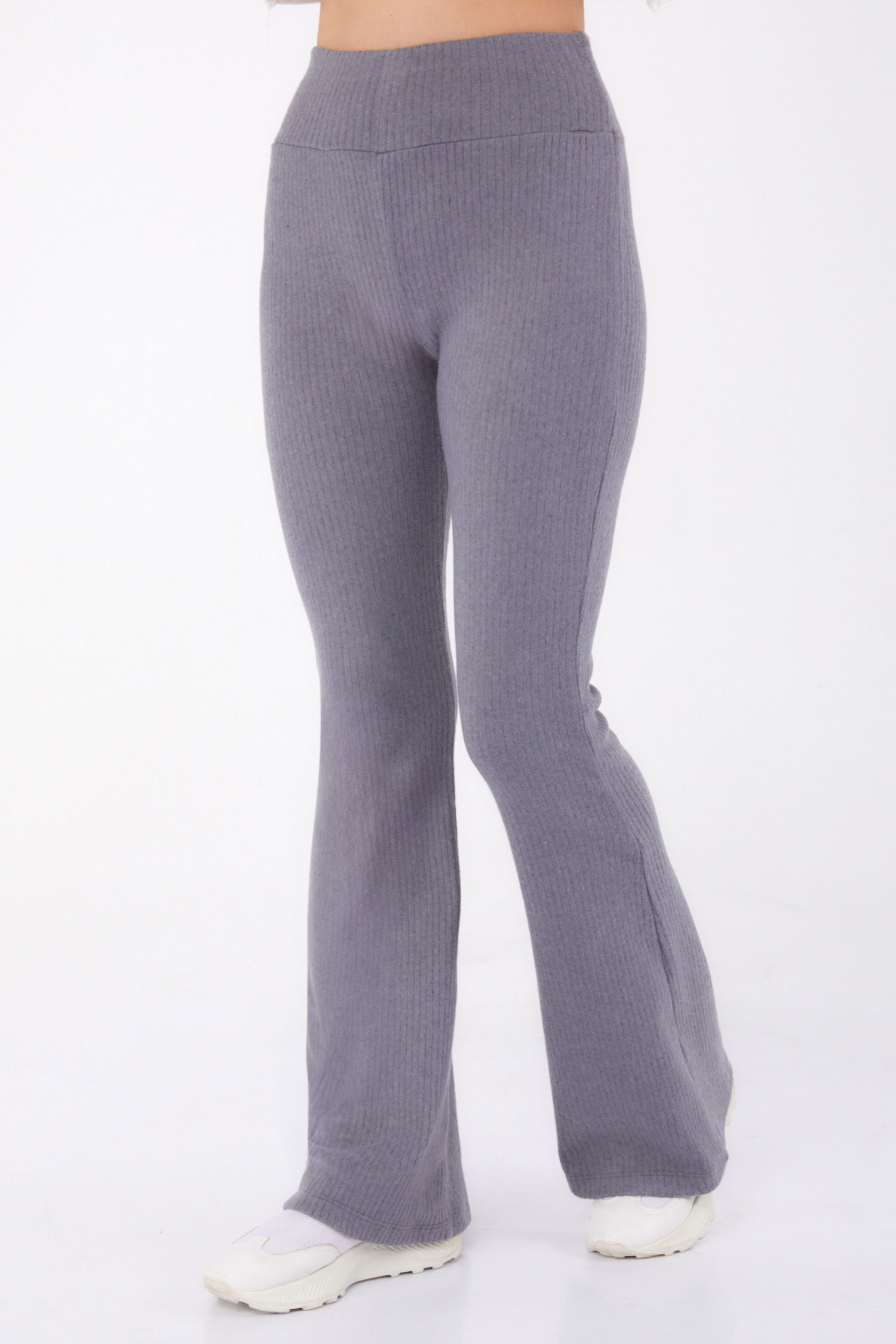 Düz Orta Kadın Füme İspanyol Paça Spor Pantolon - 26316 - 2