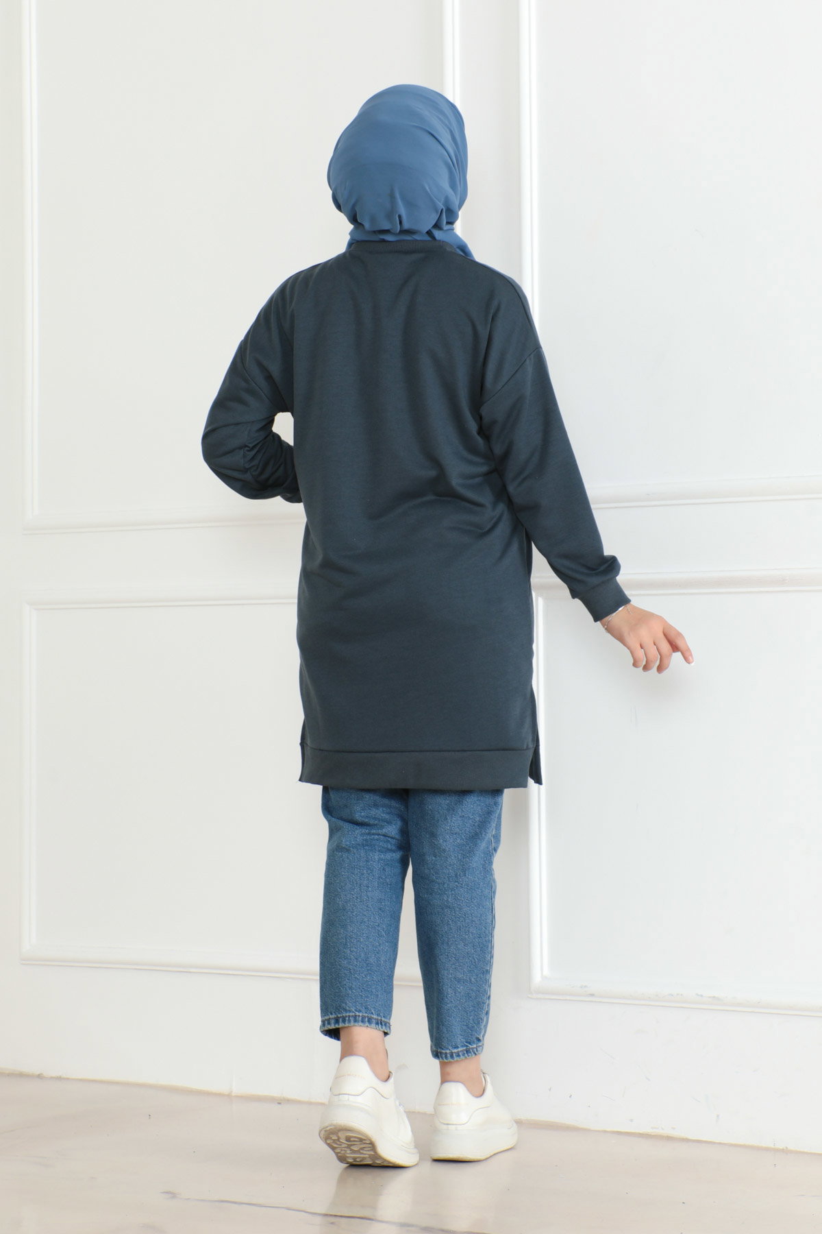 Düz Orta Kadın Füme Kalpli Tunik - 26604 - 4