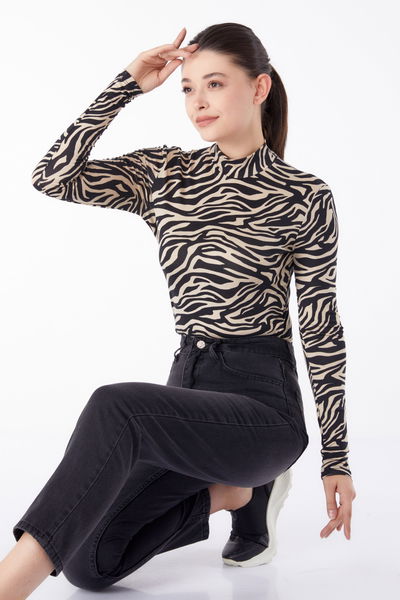 Kot Pantolon Yüksek Bel Mom Jeans Füme - 25178 