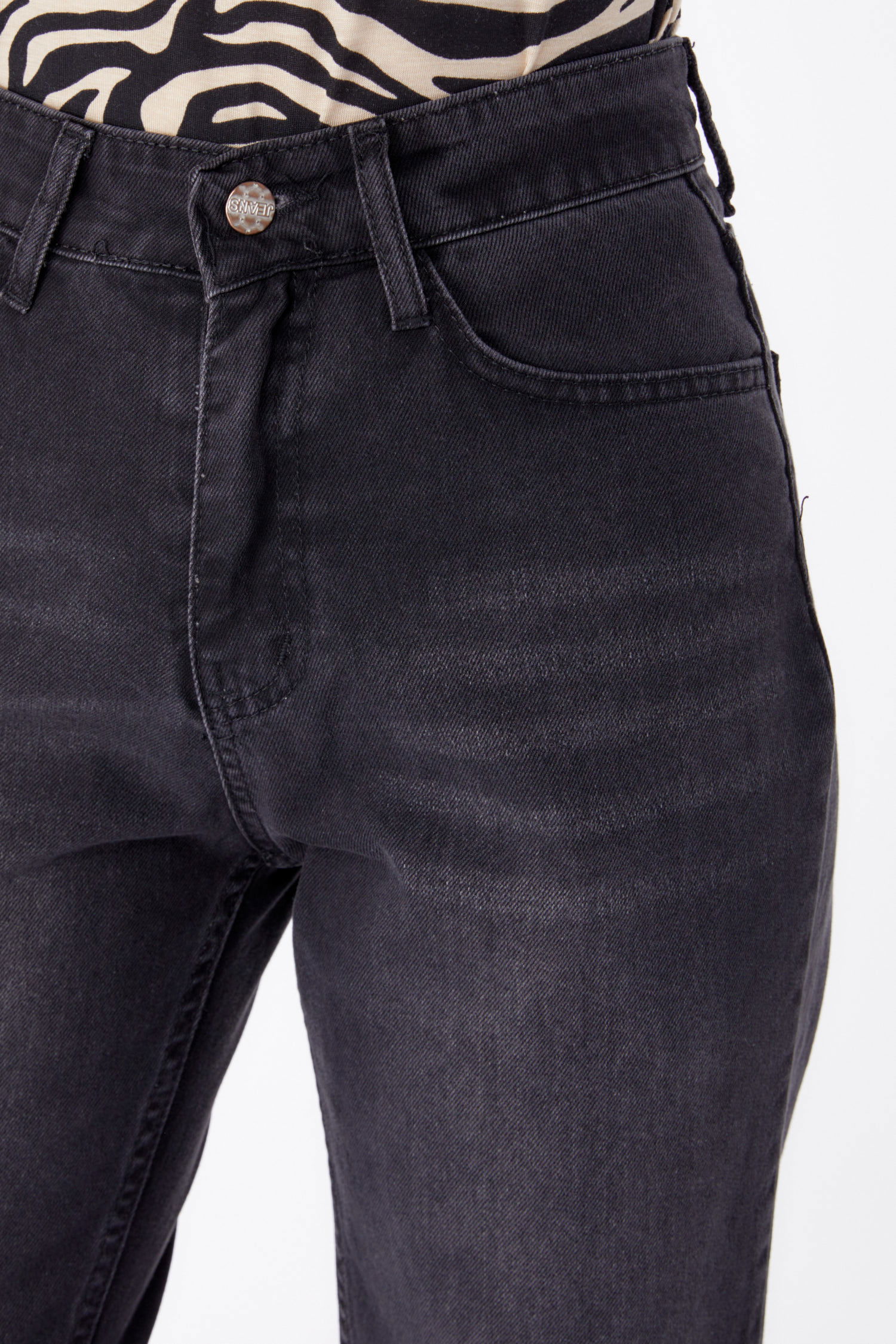 Kot Pantolon Yüksek Bel Mom Jeans Füme - 25178 - 6