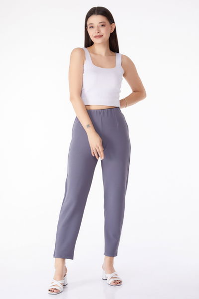 Düz Orta Kadın Füme Spor Pantolon - 25312 