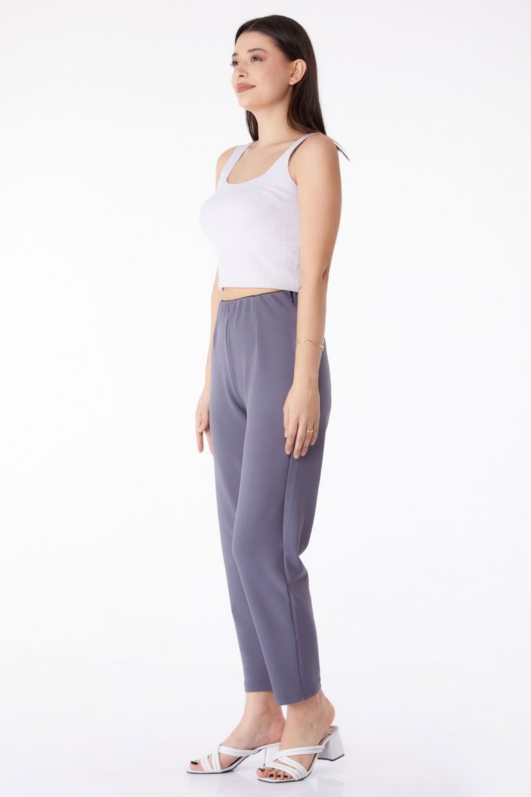 Düz Orta Kadın Füme Spor Pantolon - 25312 - TOFİSA