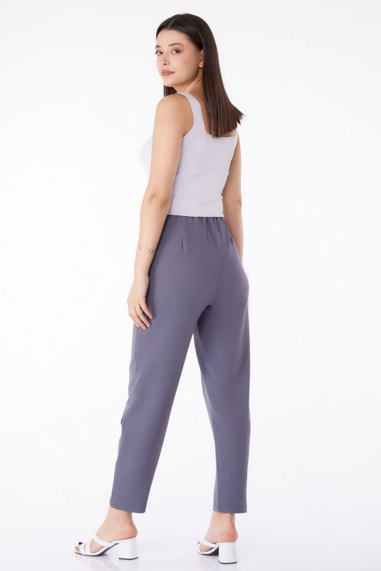 Düz Orta Kadın Füme Spor Pantolon - 25312 - TOFİSA