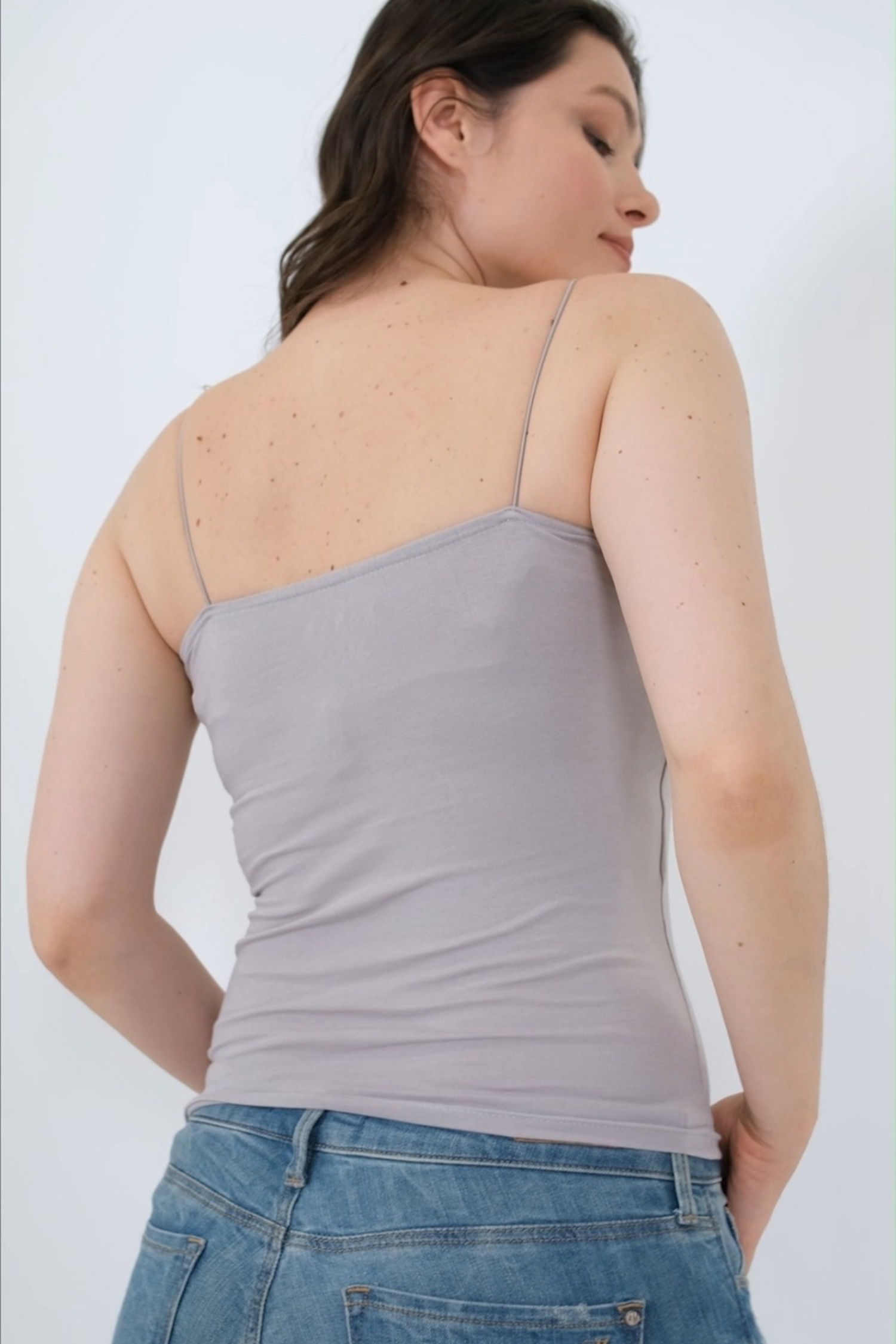 Düz Orta Kadın Gri Atlet Crop Uzun - 26345 - 3