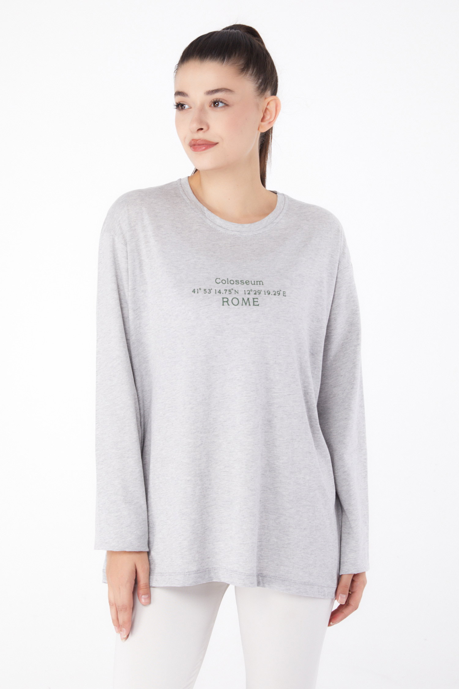 Baskılı Sweat Gri - 26264 - 2