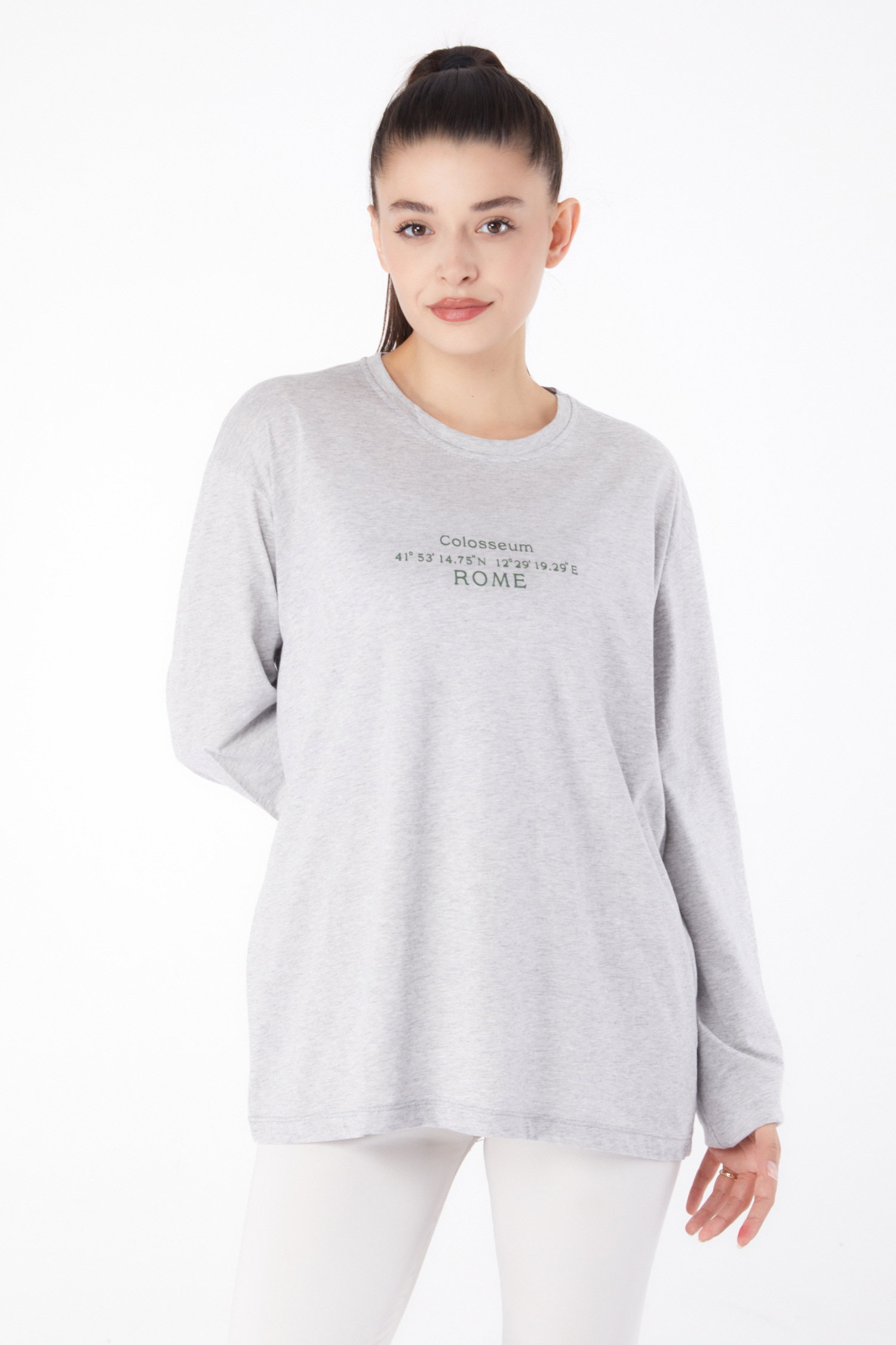 Baskılı Sweat Gri - 26264 - 3