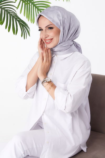 Janjanlı Eşarp Gri - 26156 