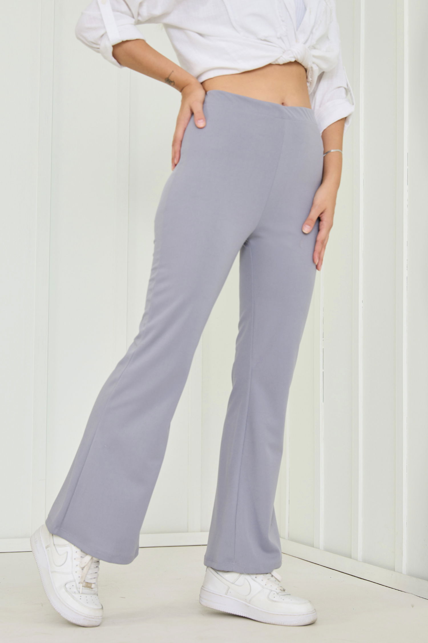 Düz Orta Kadın Gri PANTOLON - 26262 - 3
