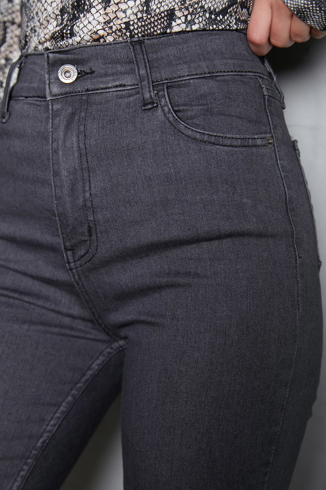 Düz Orta Kadın Gri Skinny Kot Pantolon - 26646 - 4