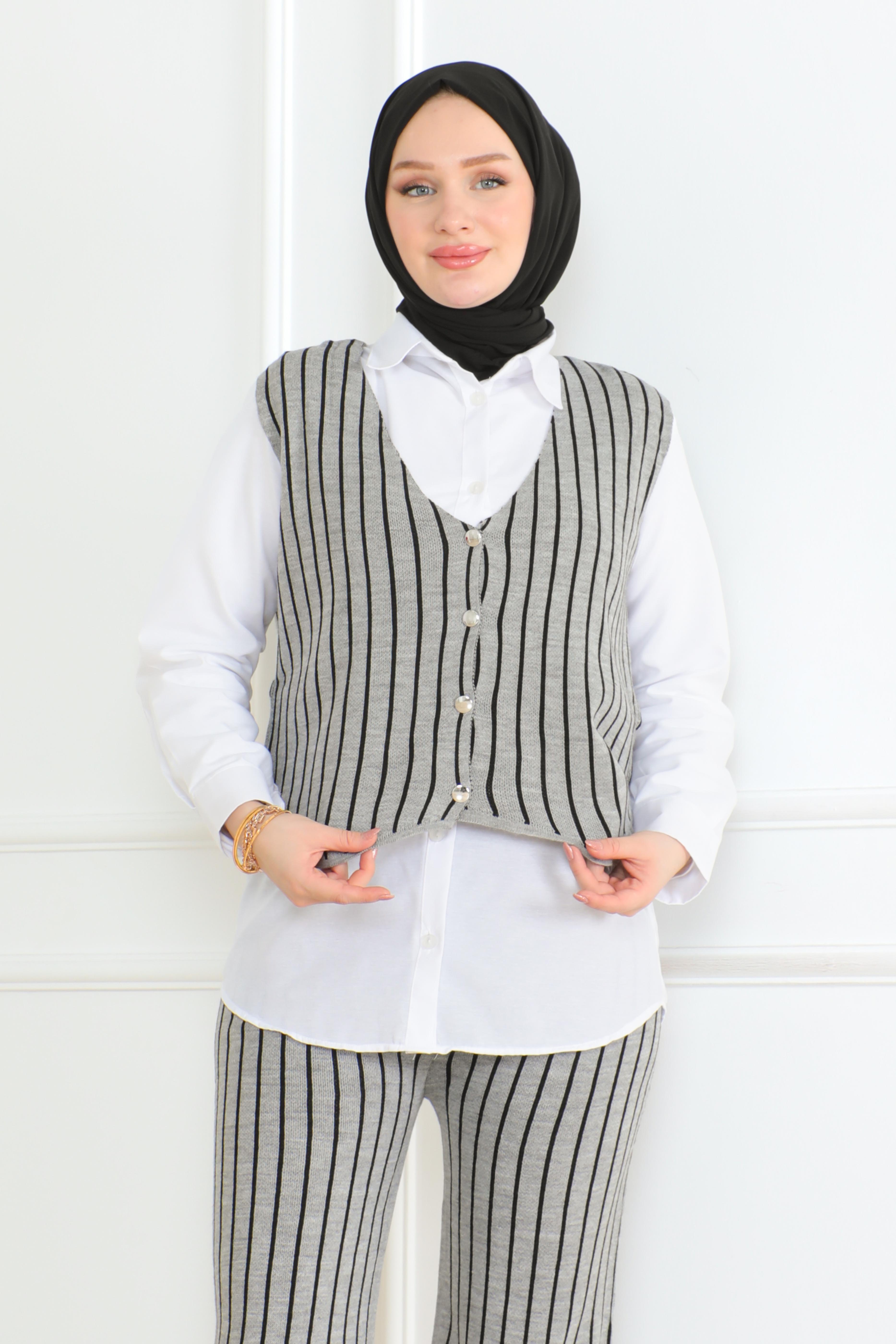 Üçlü Triko Takım Gri - 26612 - 4