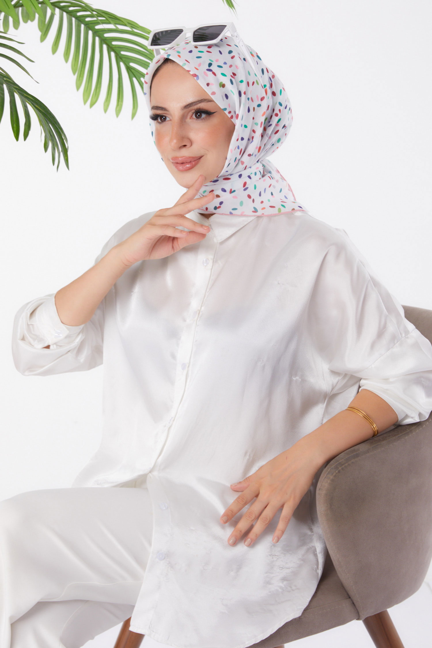 Desenli Eşarp Gül - 25972 - 2