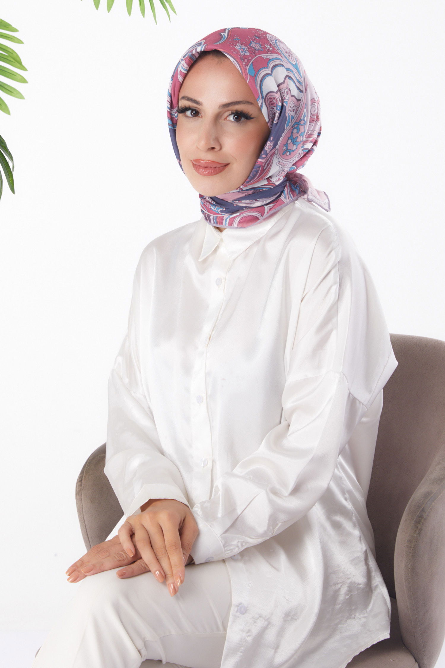 Desenli Eşarp Gül - 25973 - 1