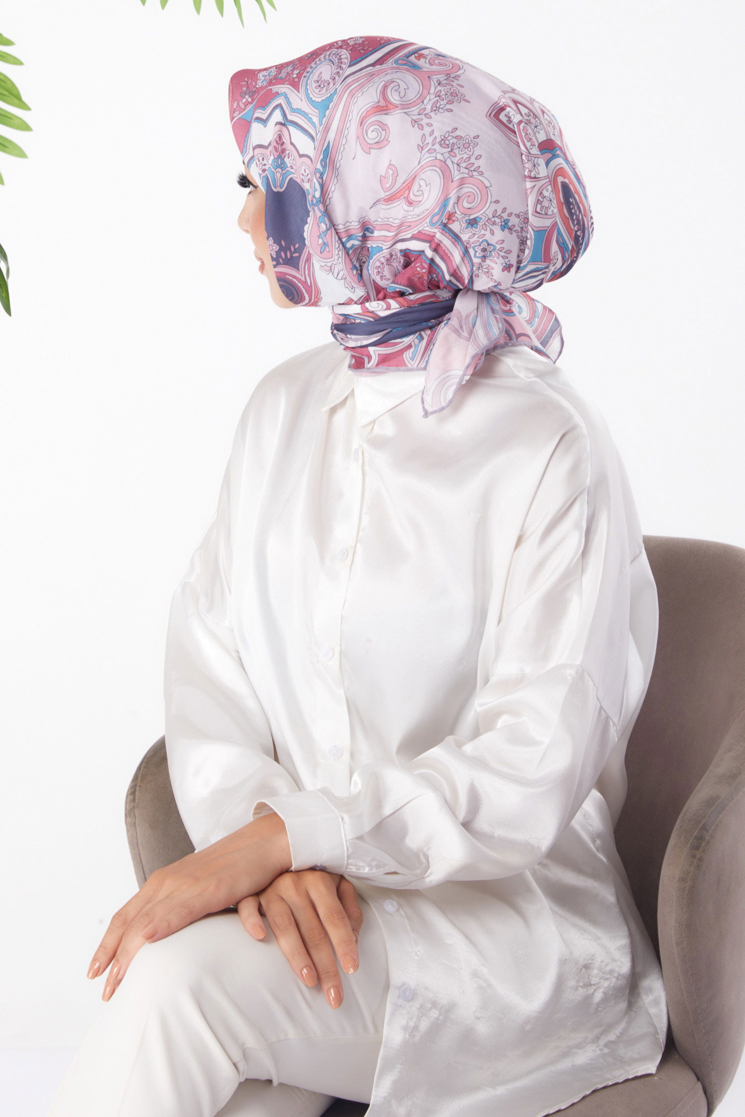 Desenli Eşarp Gül - 25973 - 3