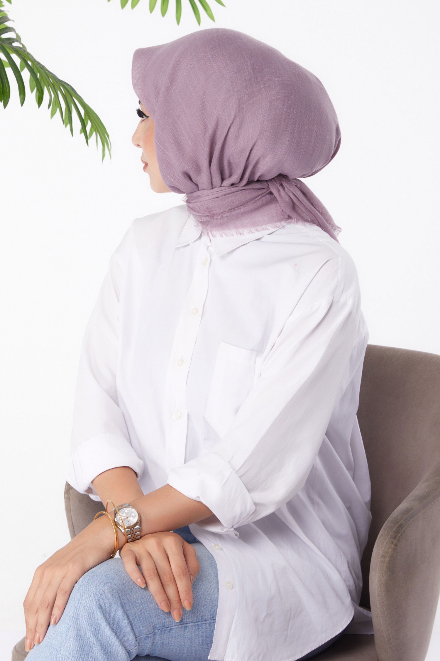 Düz Orta Kadın Gül Eşarp - 26146 - 3
