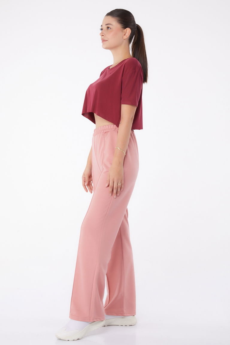 Düz Orta Kadın Gül Eşofman Altı - 13258 - TOFİSA