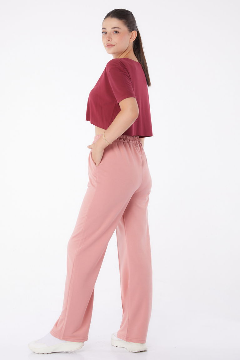 Düz Orta Kadın Gül Eşofman Altı - 13258 - TOFİSA