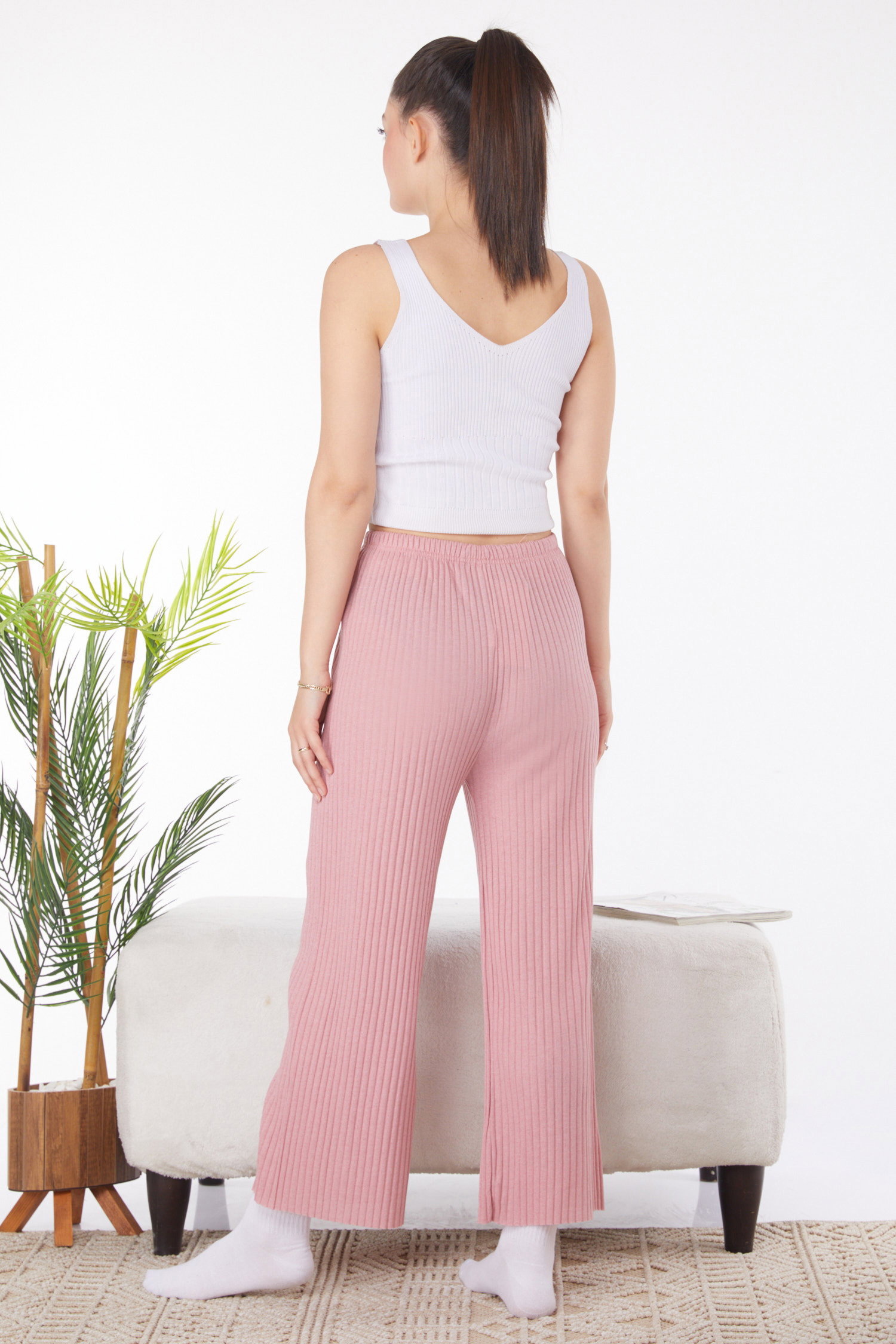 Düz Orta Kadın Gul Pijama Altı - 25855 - 4