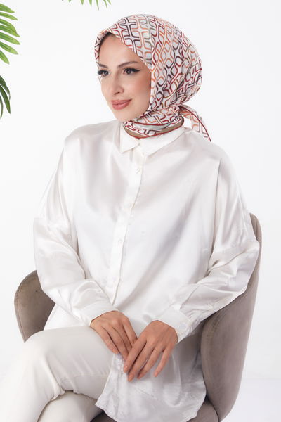 Düz Orta Kadın Haki Desenli Eşarp - 25976 