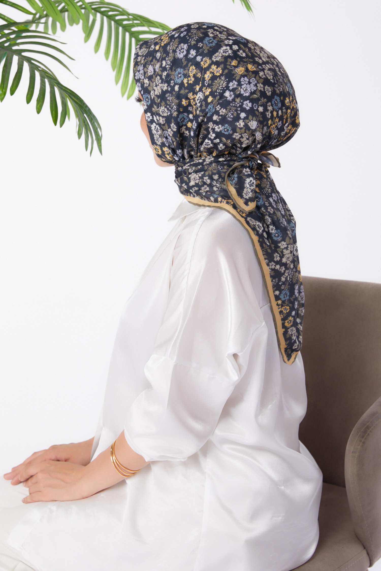 Düz Orta Kadın Haki Desenli Eşarp - 25977 - 3