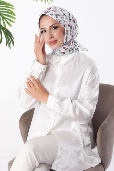 Düz Orta Kadın Haki Desenli Eşarp - 25978 