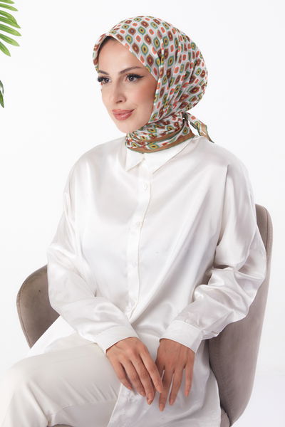 Düz Orta Kadın Haki Desenli Eşarp - 26151 