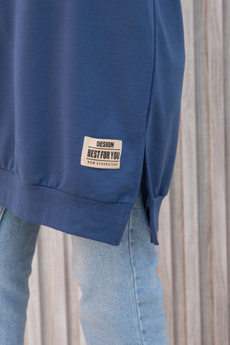 Düz Orta Kadın Indigo Armalı Tunik - 26568 - 4