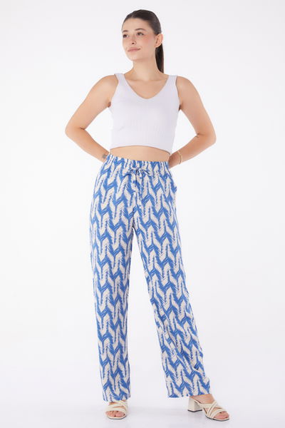 Desenli Pantolon Indigo - 13264 