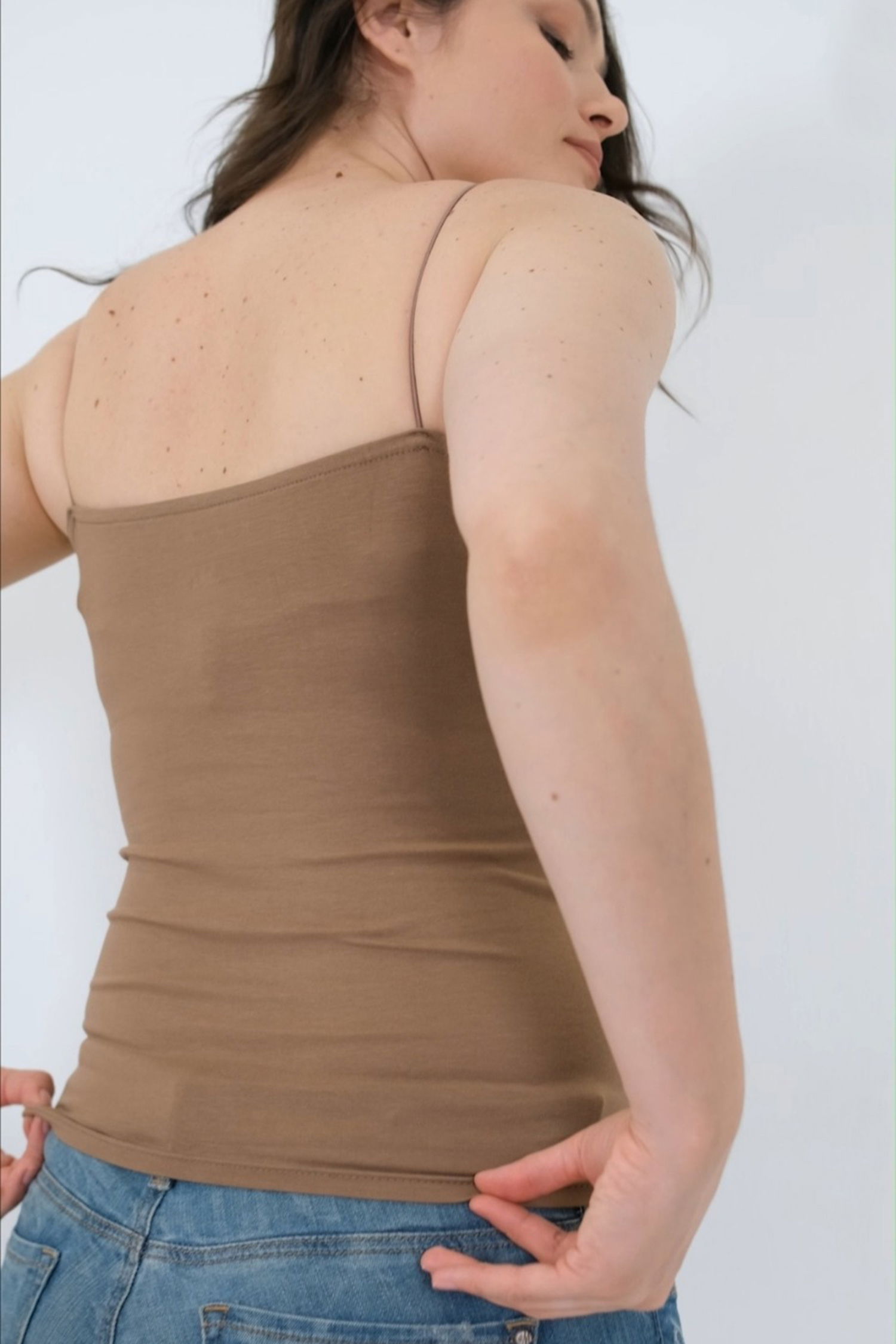 Düz Orta Kadın Kahve Atlet Crop Uzun - 26345 - 3