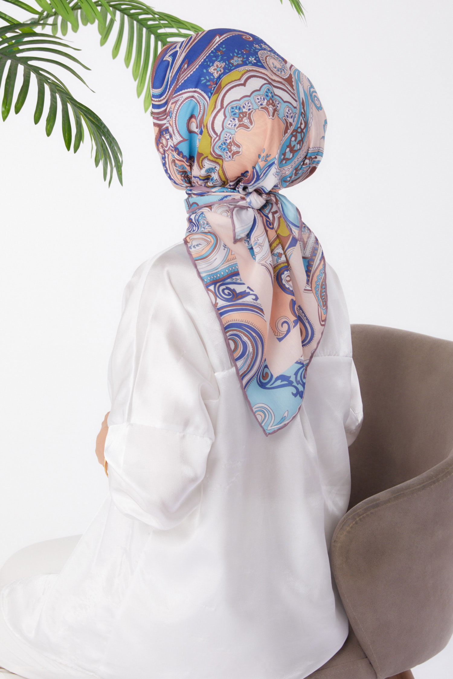Desenli Eşarp Kahve - 25973 - 3