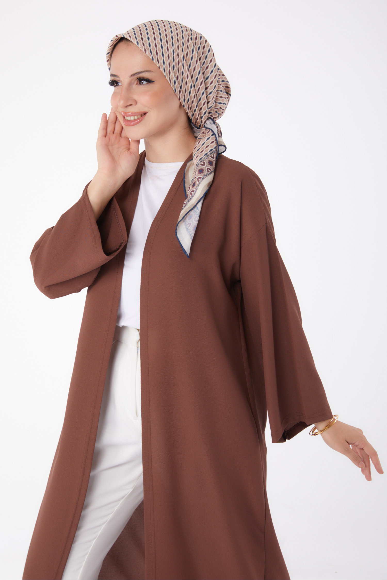 Düz Orta Kadın Kahve Hırka - 13236 - 1