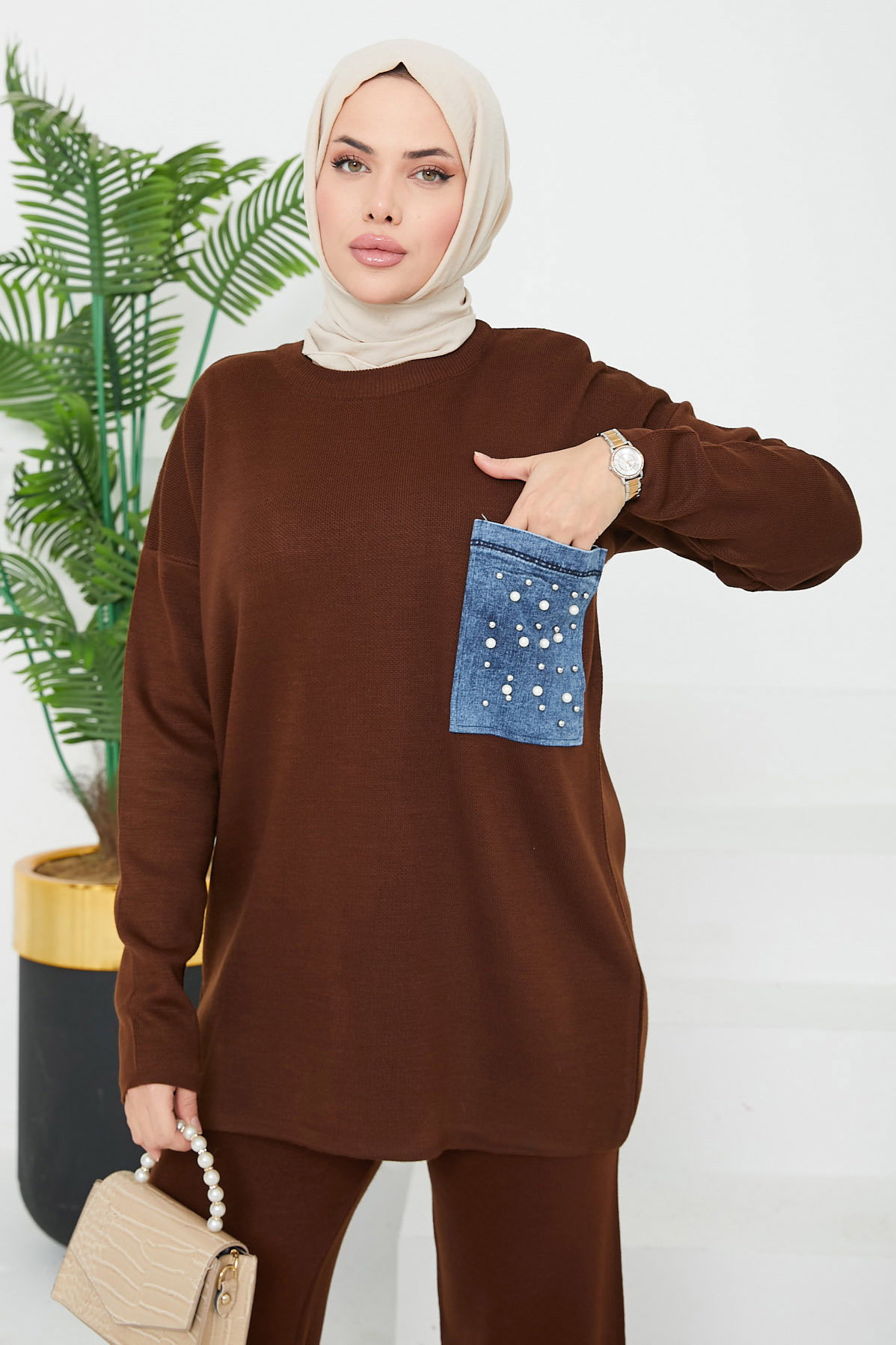 Kot Cepli Triko Takım Kahve - 26663 - 1