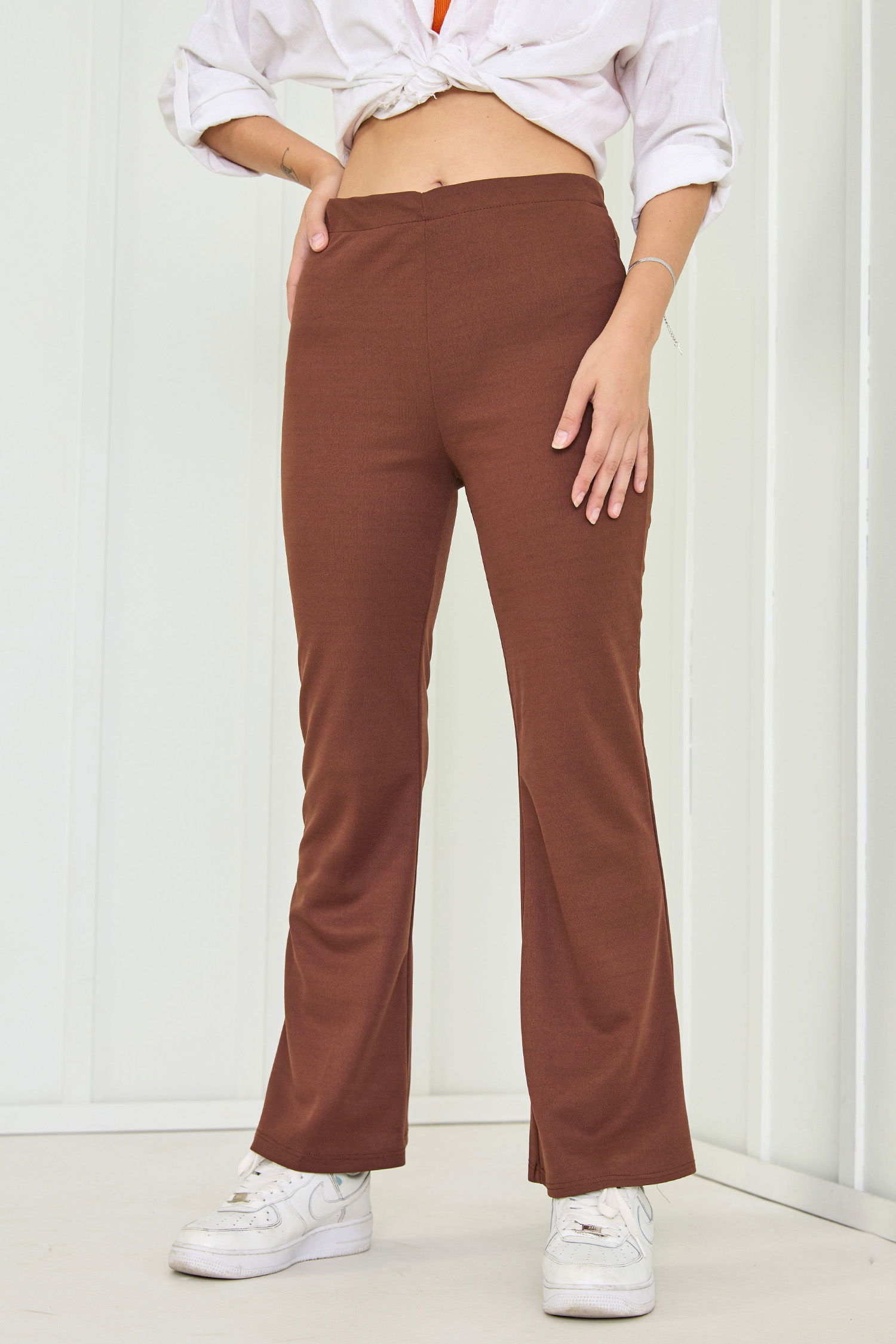 Düz Orta Kadın Kahve PANTOLON - 26262 - 2