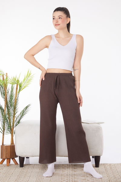 Düz Orta Kadın Kahve Pijama Altı - 25855 